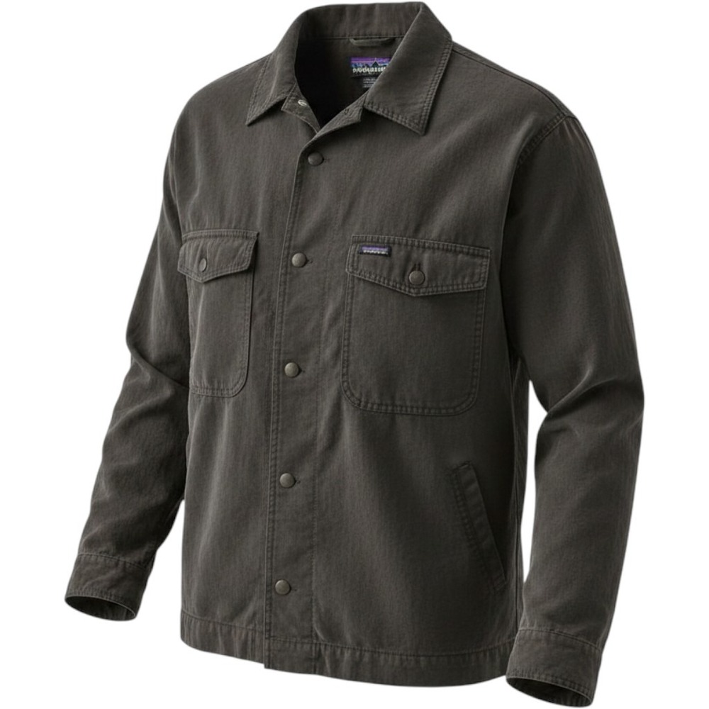 Patagonia Mens Black Utility Field Jacket Button Front Workwear Coat Size L